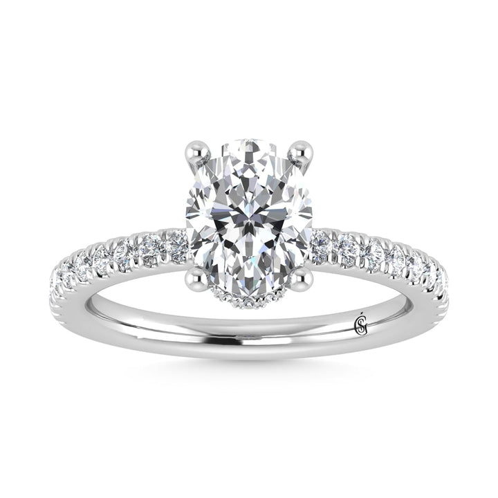 14K White Gold Lab Grown Diamond 2 3/8 Ct.Tw. Hidden Halo Engagement Ring (IGI Certified Center 2ct)