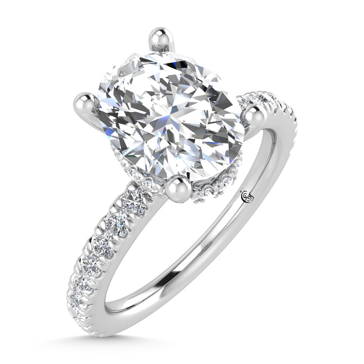 14K White Gold Lab Grown Diamond 2 3/8 Ct.Tw. Hidden Halo Engagement Ring (IGI Certified Center 2ct)