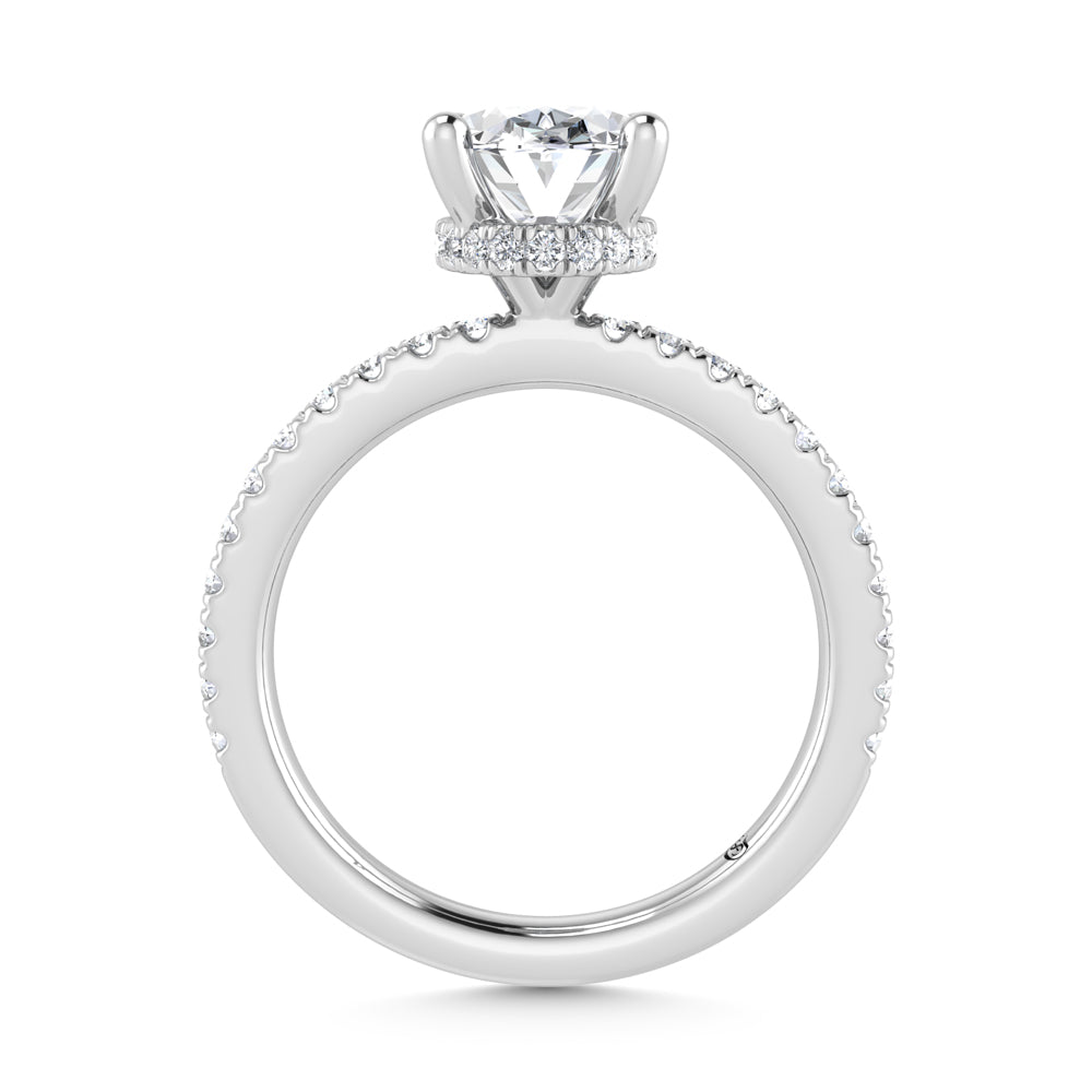 14K White Gold Lab Grown Diamond 2 3/8 Ct.Tw. Hidden Halo Engagement Ring (IGI Certified Center 2ct)