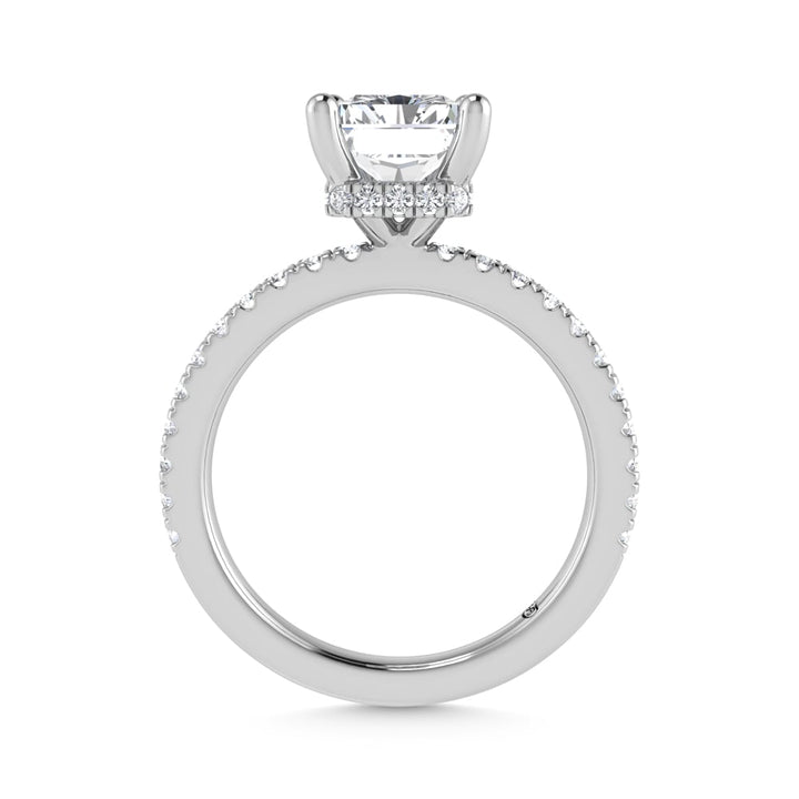 14K White Gold Lab Grown Diamond 2 3/8 Ct.Tw. Hidden Halo Engagement Ring (IGI Certfied Center Radiant 2ct)
