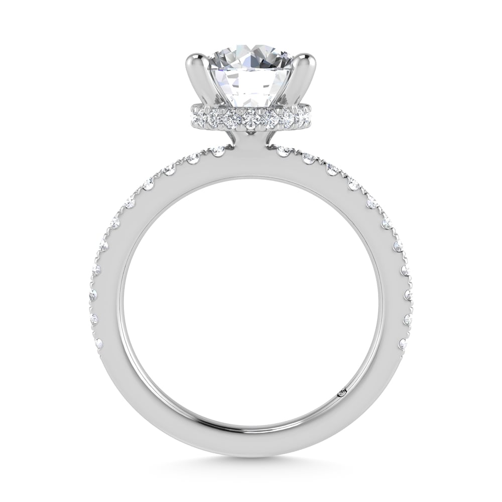 14K White Gold Lab Grown Diamond 1 7/8 Ct.Tw. Hidden Halo Engagement Ring (IGI Certfied Center 1 1/2ct)
