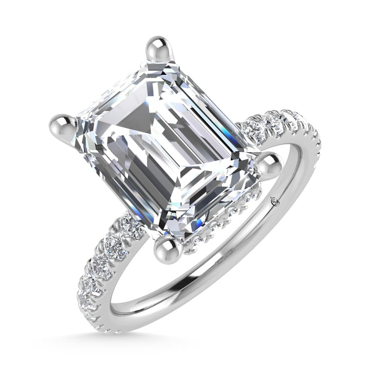 14K White Gold Lab Grown Diamond 3 1/2 Ct.Tw. Emerald Shape Halo IGI Certified Engagement Ring (IGI Certified Center 3ct)