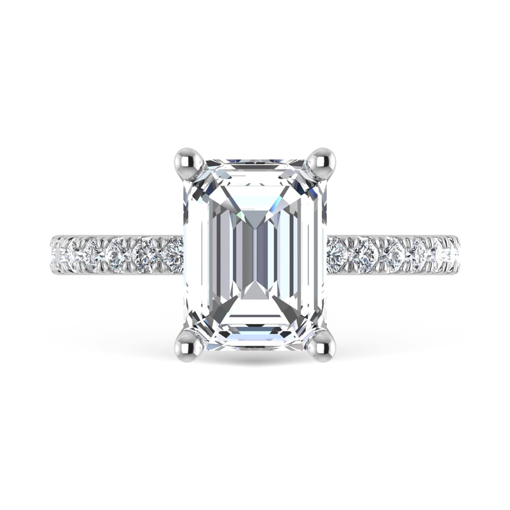 14K White Gold Lab Grown Diamond 3 1/2 Ct.Tw. Emerald Shape Halo IGI Certified Engagement Ring (IGI Certified Center 3ct)