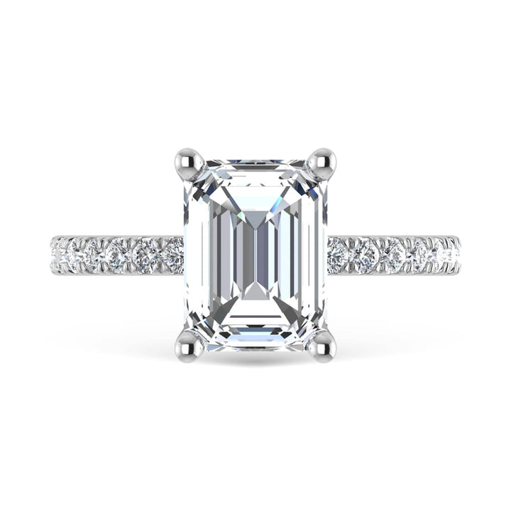 14K White Gold Lab Grown Diamond 3 1/2 Ct.Tw. Emerald Shape Halo IGI Certified Engagement Ring (IGI Certified Center 3ct)