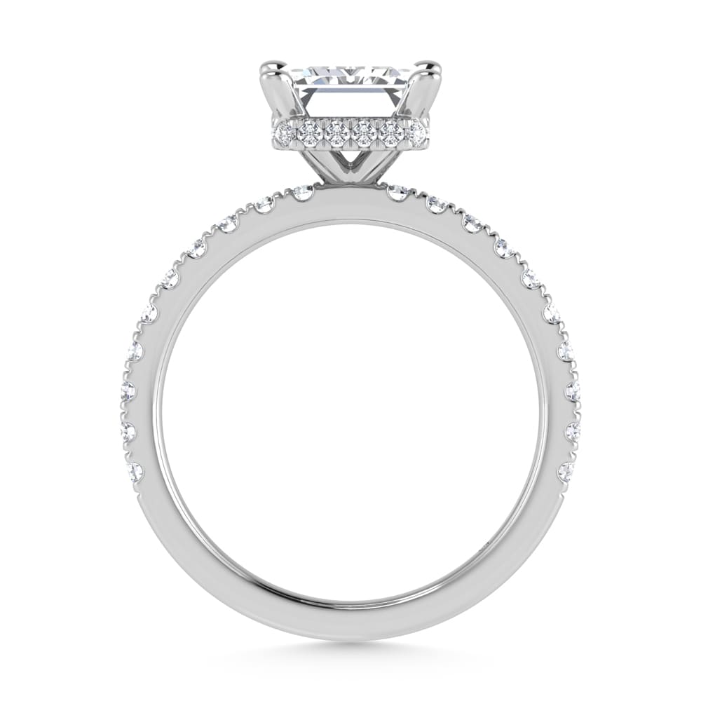 14K White Gold Lab Grown Diamond 3 1/2 Ct.Tw. Emerald Shape Halo IGI Certified Engagement Ring (IGI Certified Center 3ct)