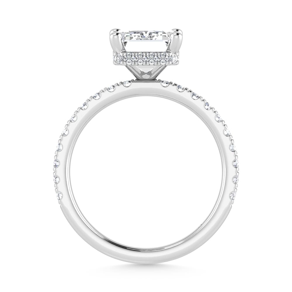 14K White Gold Lab Grown Diamond 4 1/2 Ct.Tw. Emerald Shape Halo  Engagement Ring (IGI Certified Center 4ct)