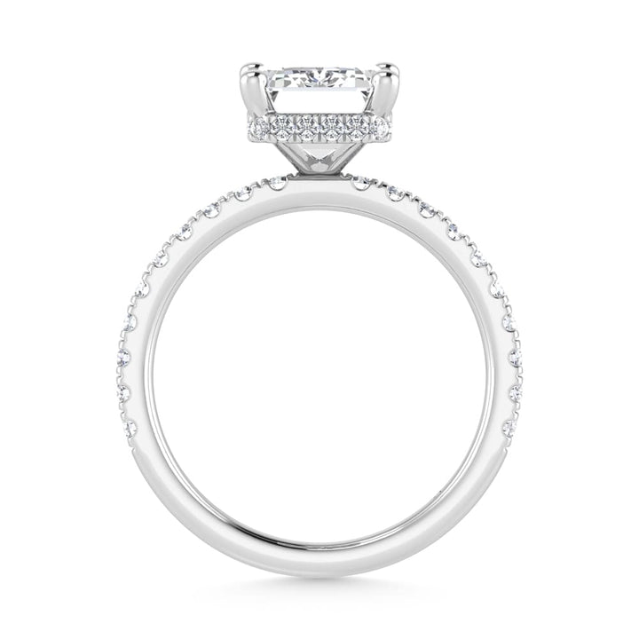 14K White Gold Lab Grown Diamond 4 1/2 Ct.Tw. Emerald Shape Halo  Engagement Ring (IGI Certified Center 4ct)