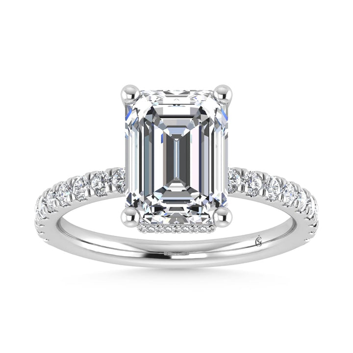 14K White Gold Lab Grown Diamond 5 1/2 Ct.Tw. Emerald Shape Halo  Engagement Ring (IGI Certified Center 5ct)