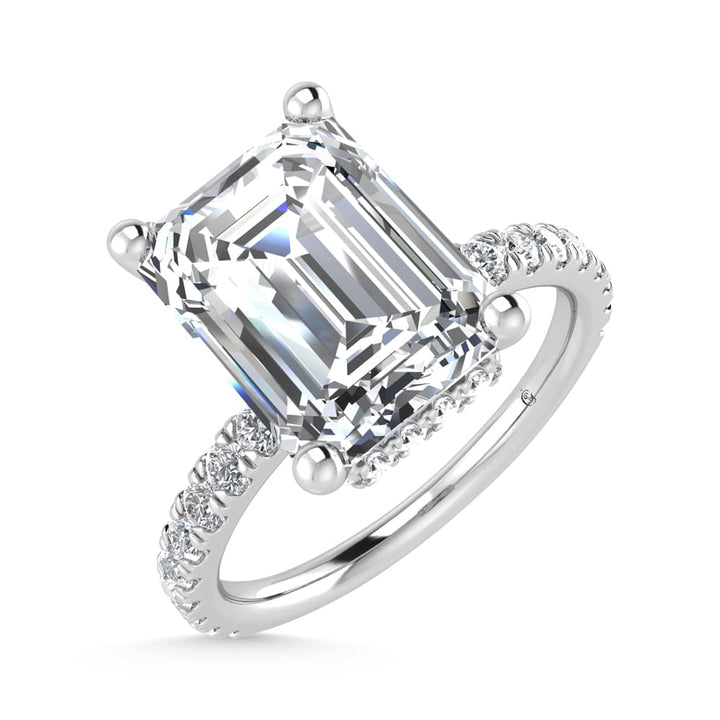 14K White Gold Lab Grown Diamond 5 1/2 Ct.Tw. Emerald Shape Halo  Engagement Ring (IGI Certified Center 5ct)