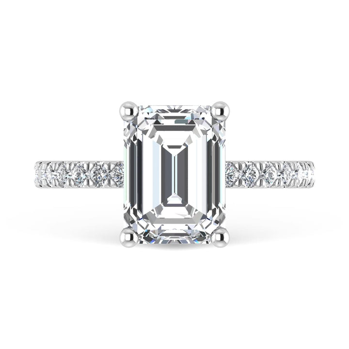 14K White Gold Lab Grown Diamond 5 1/2 Ct.Tw. Emerald Shape Halo  Engagement Ring (IGI Certified Center 5ct)