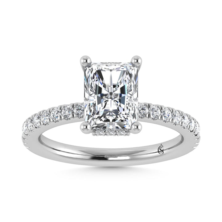 14K White Gold Lab Grown Diamond 7 5/8 Ct.Tw. Radiant Shape Halo IGI Certified Engagement Ring (IGI Certfied Center 7ct)