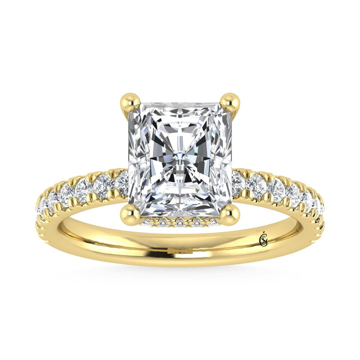 14K Yellow Gold Lab Grown Diamond 3 1/2 Ct.Tw. Radiant Shape Halo IGI Certified Engagement Ring (IGI Certified Center 3ct)