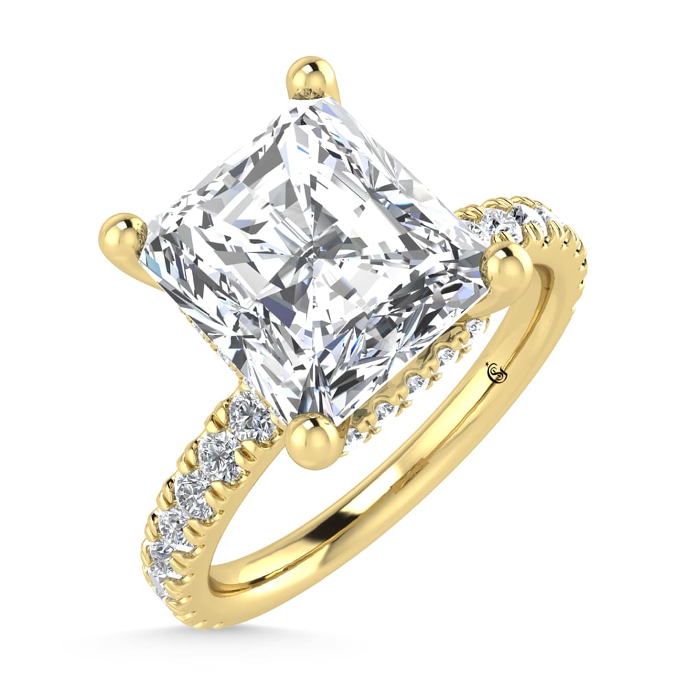 14K Yellow Gold Lab Grown Diamond 3 1/2 Ct.Tw. Radiant Shape Halo IGI Certified Engagement Ring (IGI Certified Center 3ct)
