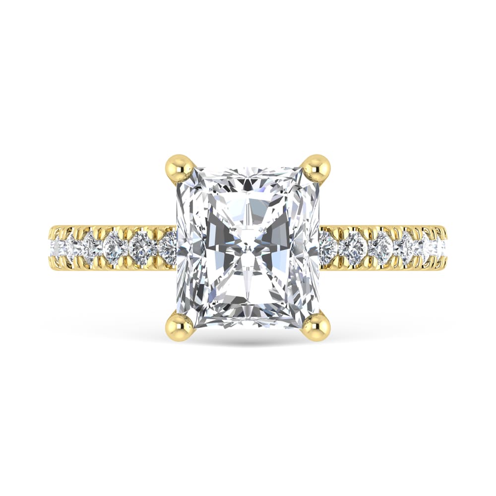 14K Yellow Gold Lab Grown Diamond 3 1/2 Ct.Tw. Radiant Shape Halo IGI Certified Engagement Ring (IGI Certified Center 3ct)