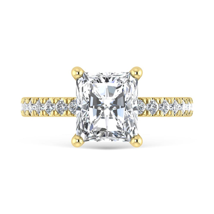 14K Yellow Gold Lab Grown Diamond 3 1/2 Ct.Tw. Radiant Shape Halo IGI Certified Engagement Ring (IGI Certified Center 3ct)