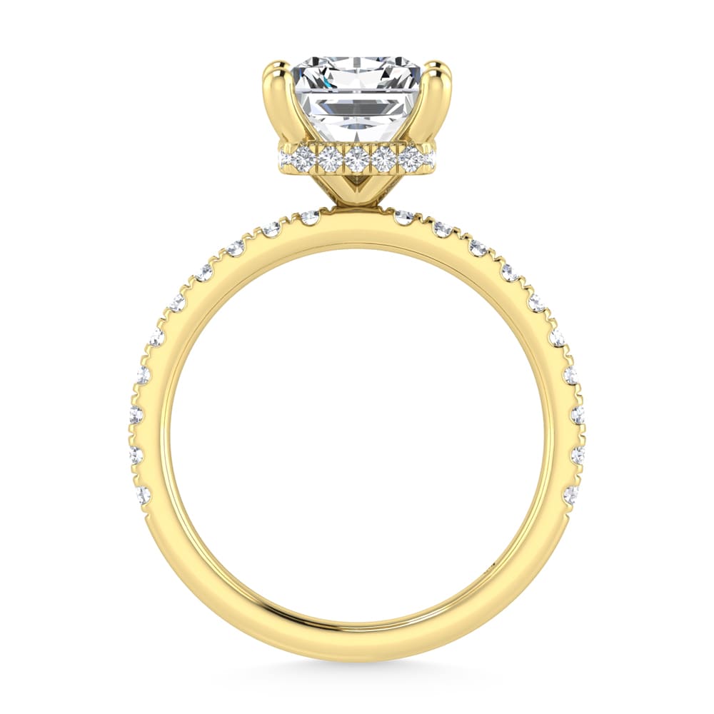 14K Yellow Gold Lab Grown Diamond 3 1/2 Ct.Tw. Radiant Shape Halo IGI Certified Engagement Ring (IGI Certified Center 3ct)