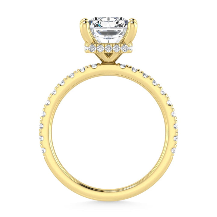 14K Yellow Gold Lab Grown Diamond 3 1/2 Ct.Tw. Radiant Shape Halo IGI Certified Engagement Ring (IGI Certified Center 3ct)