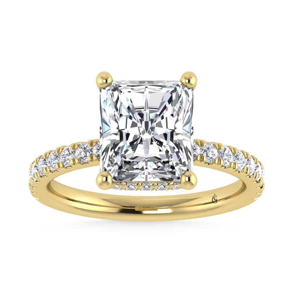 14K Yellow Gold Lab Grown Diamond 4 1/2 Ct.Tw. Radiant Shape Halo  Engagement Ring (IGI Certfied Center 4ct)