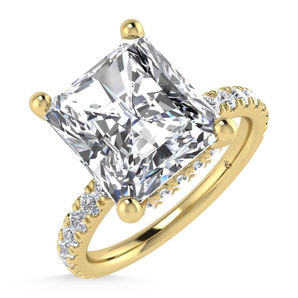 14K Yellow Gold Lab Grown Diamond 4 1/2 Ct.Tw. Radiant Shape Halo  Engagement Ring (IGI Certfied Center 4ct)