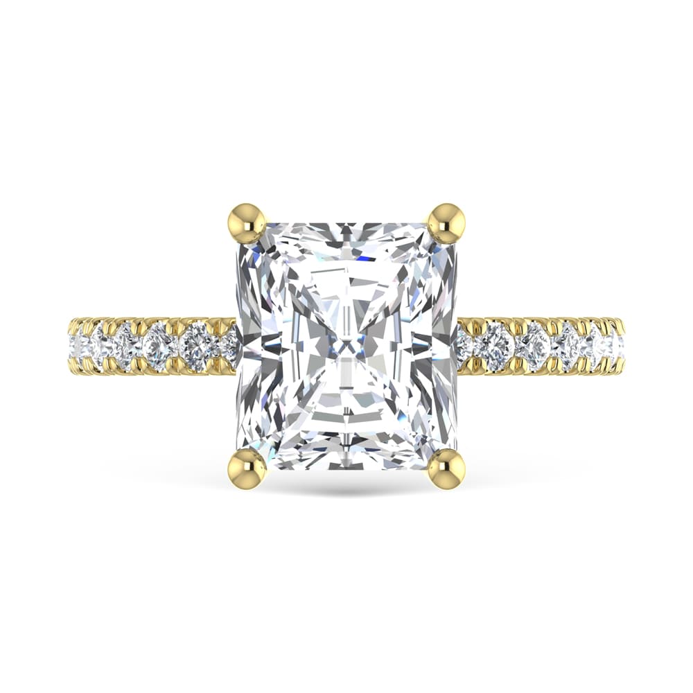 14K Yellow Gold Lab Grown Diamond 4 1/2 Ct.Tw. Radiant Shape Halo  Engagement Ring (IGI Certfied Center 4ct)