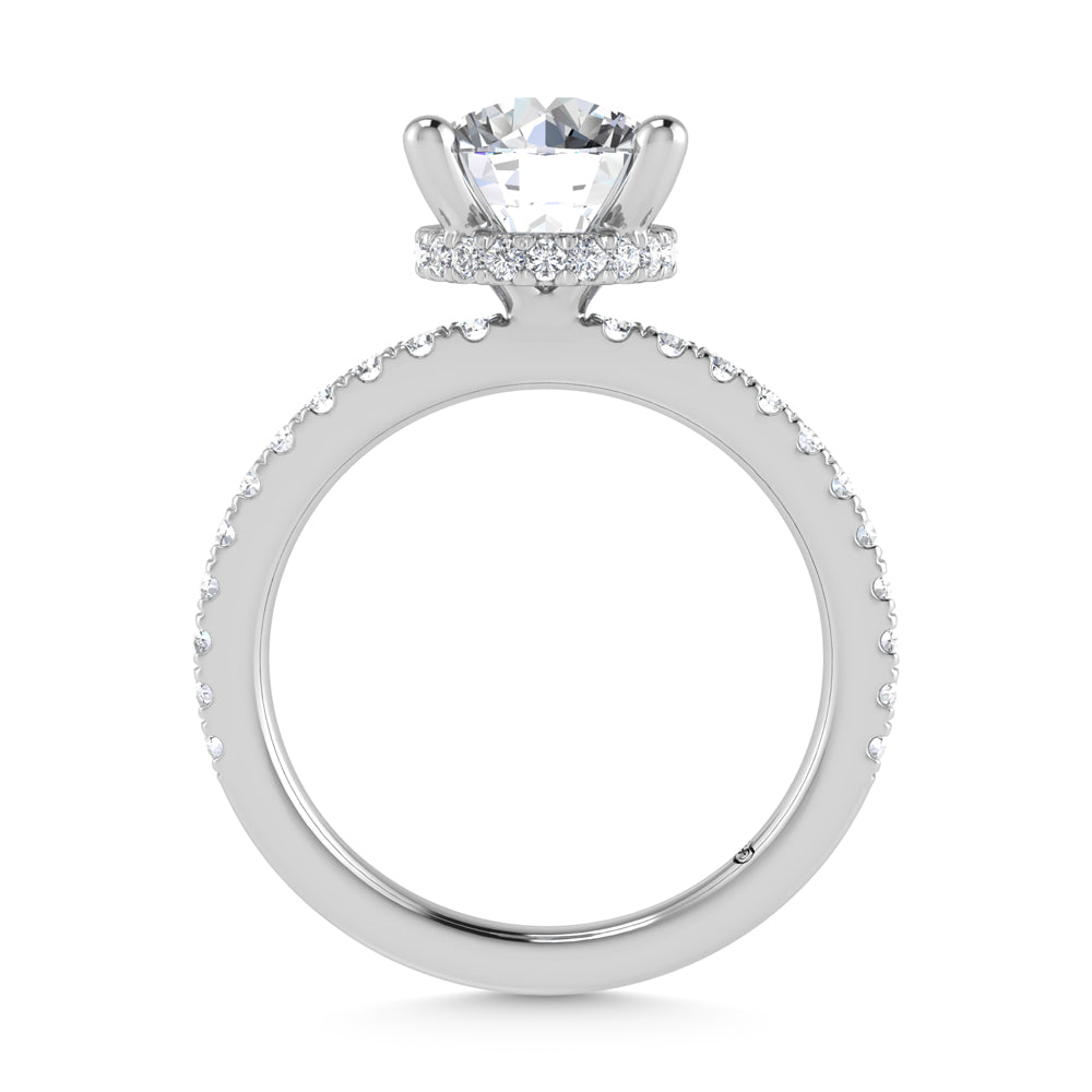 14K White Gold Lab Grown Diamond 3 1/2 Ct.Tw. Round Shape Halo IGI Certified Engagement Ring (IGI Certified Center 3ct)