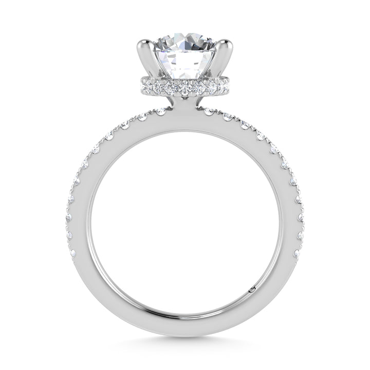 14K White Gold Lab Grown Diamond 3 1/2 Ct.Tw. Round Shape Halo IGI Certified Engagement Ring (IGI Certified Center 3ct)