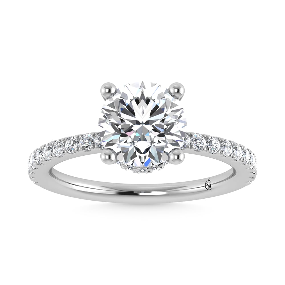 14K White Gold Lab Grown Diamond 4 1/2 Ct.Tw. Round Shape Halo  Engagement Ring (IGI Certified Center 4ct)