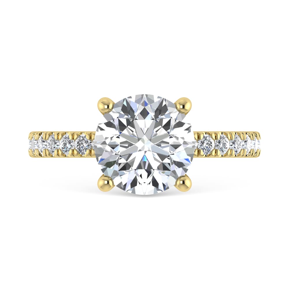 14K Yellow Gold Lab Grown Diamond 3 1/2 Ct.Tw. Round Shape Halo IGI Certified Engagement Ring (IGI Certified Center 3ct)