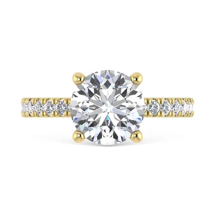 14K Yellow Gold Lab Grown Diamond 3 1/2 Ct.Tw. Round Shape Halo IGI Certified Engagement Ring (IGI Certified Center 3ct)
