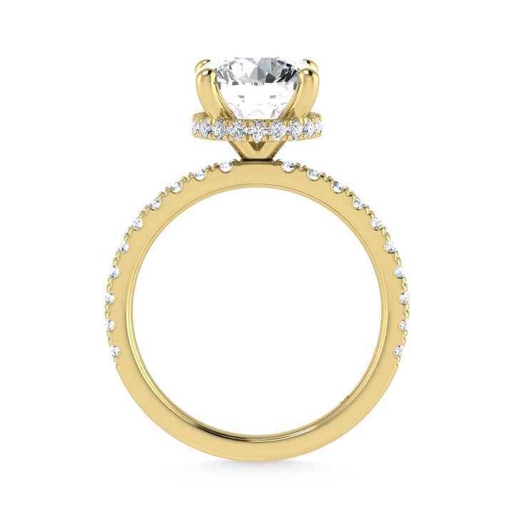14K Yellow Gold Lab Grown Diamond 3 1/2 Ct.Tw. Round Shape Halo IGI Certified Engagement Ring (IGI Certified Center 3ct)