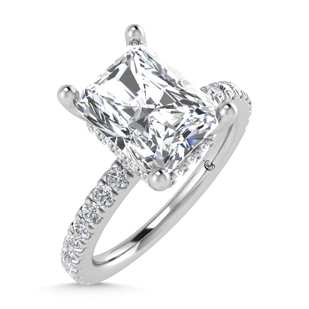 14K White Gold Lab Grown Diamond 3 1/2 Ct.Tw. Radiant Shape Halo IGI Certified Engagement Ring  (IGI Certified Center 3ct)