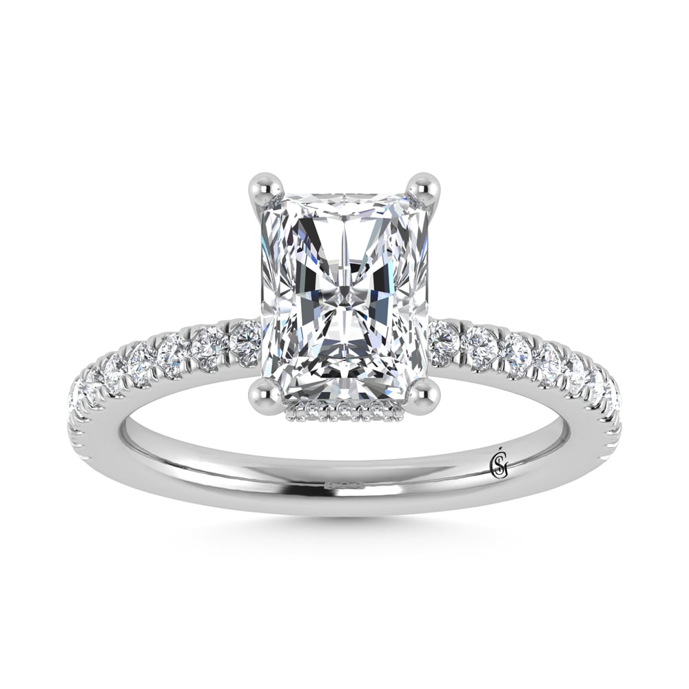 14K White Gold Lab Grown Diamond 4 1/2 Ct.Tw. Radiant Shape Halo  Engagement Ring (IGI Certified Center 4ct)