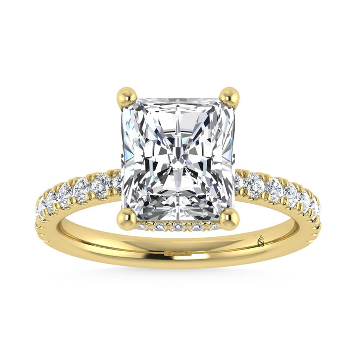 14K Yellow Gold Lab Grown Diamond 4 1/2 Ct.Tw. Radiant Shape Halo IGI Certified Engagement Ring (Center 4ctw)