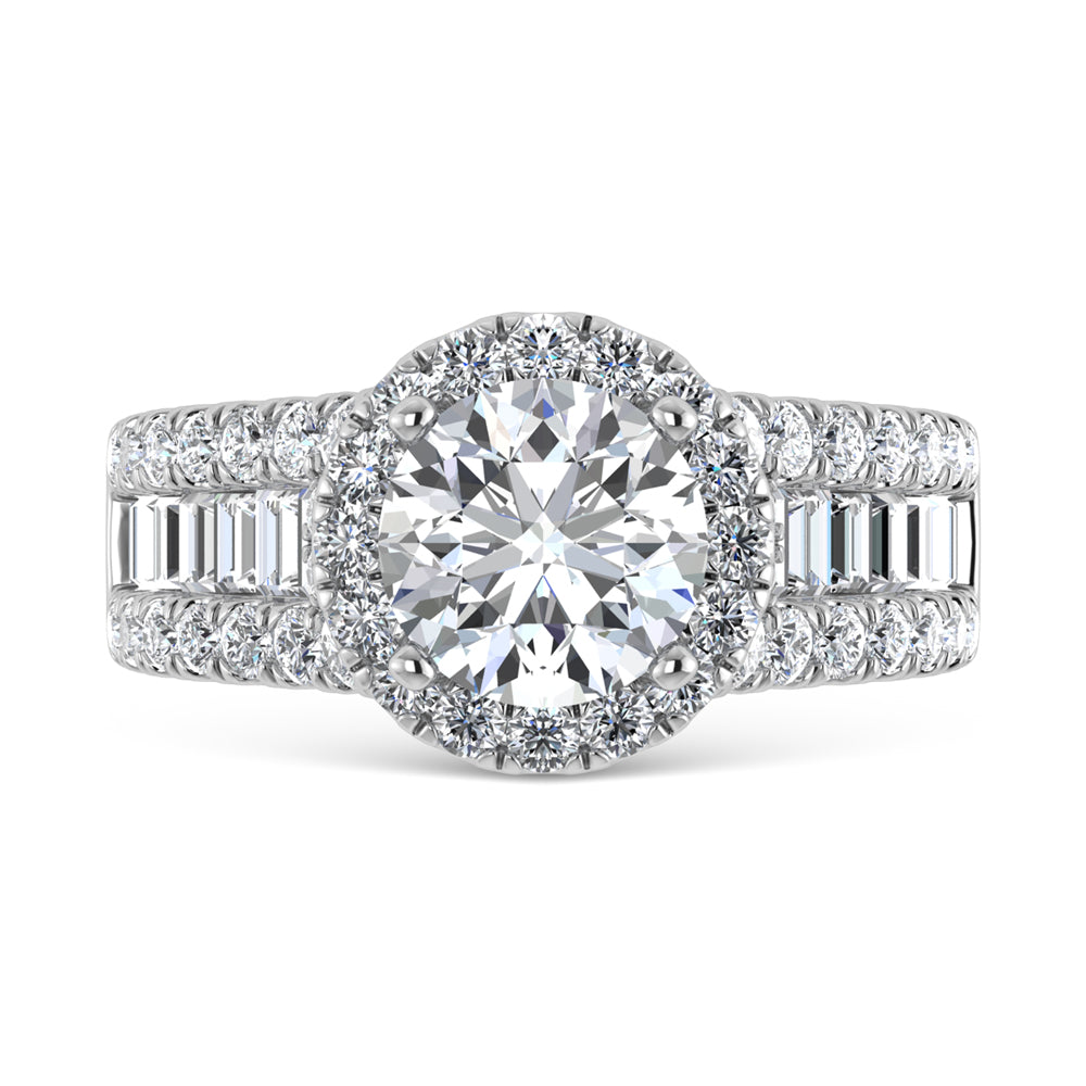 14K White Gold Lab Grown Diamond 3 1/2 ct.tw. Round Shape Engagement Ring (IGI Certified Center 2ct)