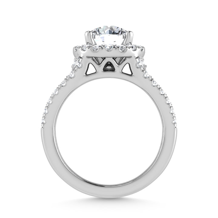 14K White Gold Lab Grown Diamond 3 1/2 ct.tw. Round Shape Engagement Ring (IGI Certified Center 2ct)