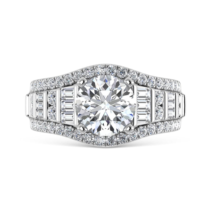 14K White Gold Lab Grown Diamond 4 1/4 ct.tw. Round Shape Engagement Ring (IGI Certified Center 3ct)