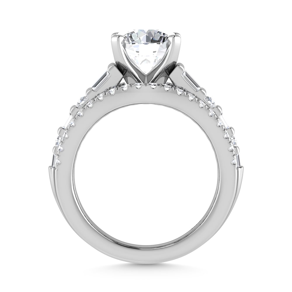 14K White Gold Lab Grown Diamond 4 1/4 ct.tw. Round Shape Engagement Ring (IGI Certified Center 3ct)