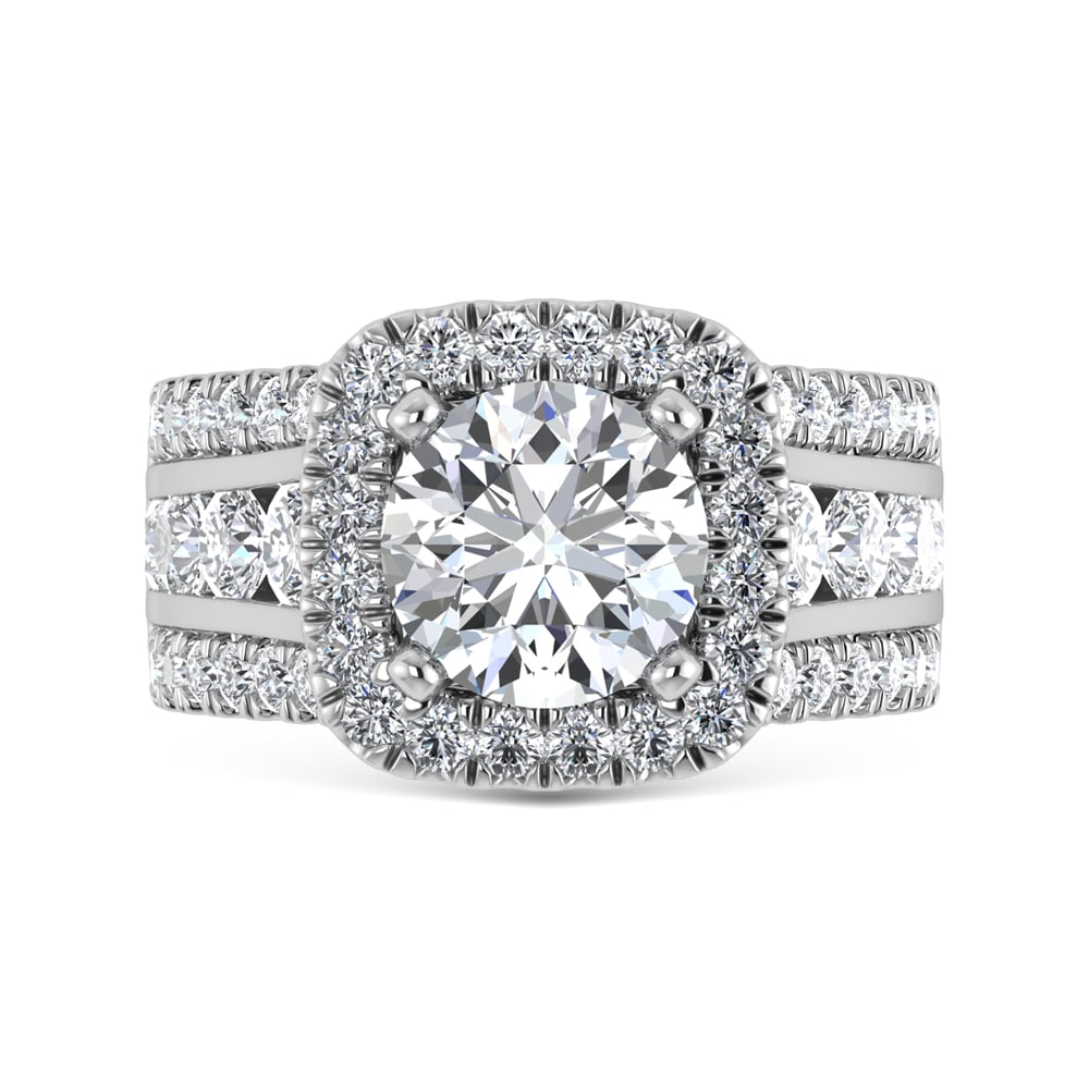 14K White Gold Lab Grown Diamond 5 1/2 ct.tw. Round Shape Engagement Ring (IGI Certified Center 3ct)