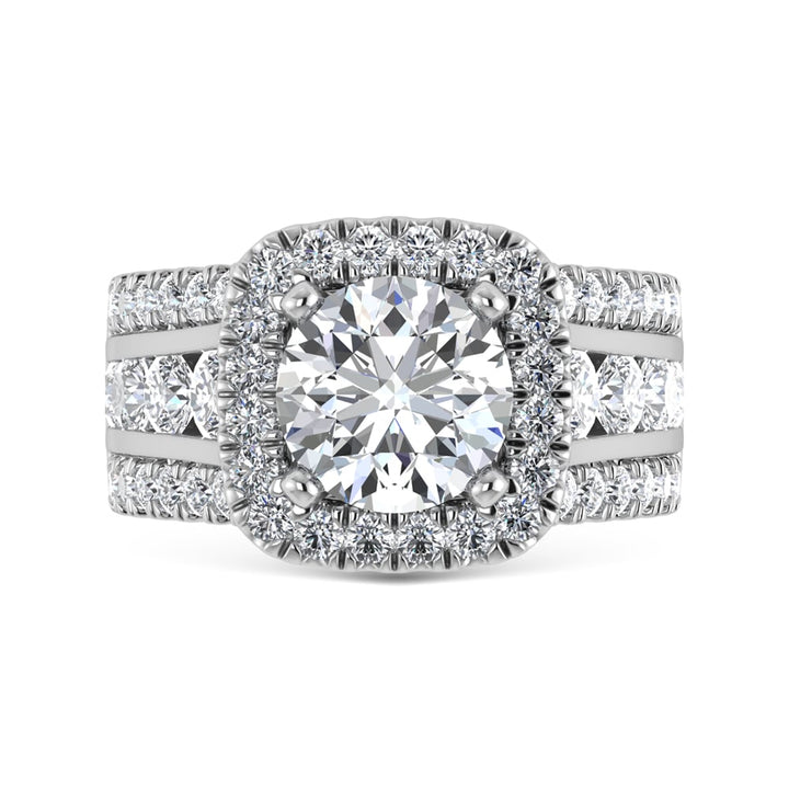 14K White Gold Lab Grown Diamond 5 1/2 ct.tw. Round Shape Engagement Ring (IGI Certified Center 3ct)