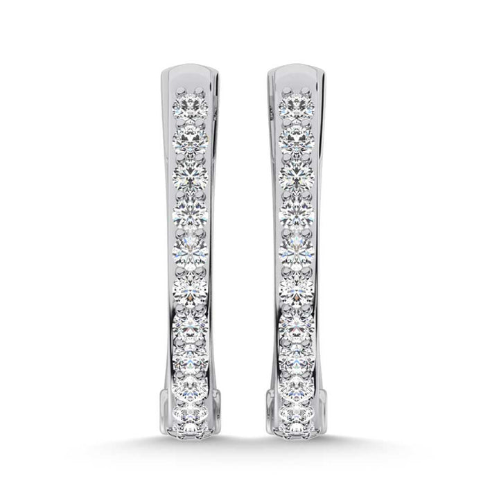 10K White Gold Lab Grown Diamond 1/5 Ct.Tw. Hoop Earrings