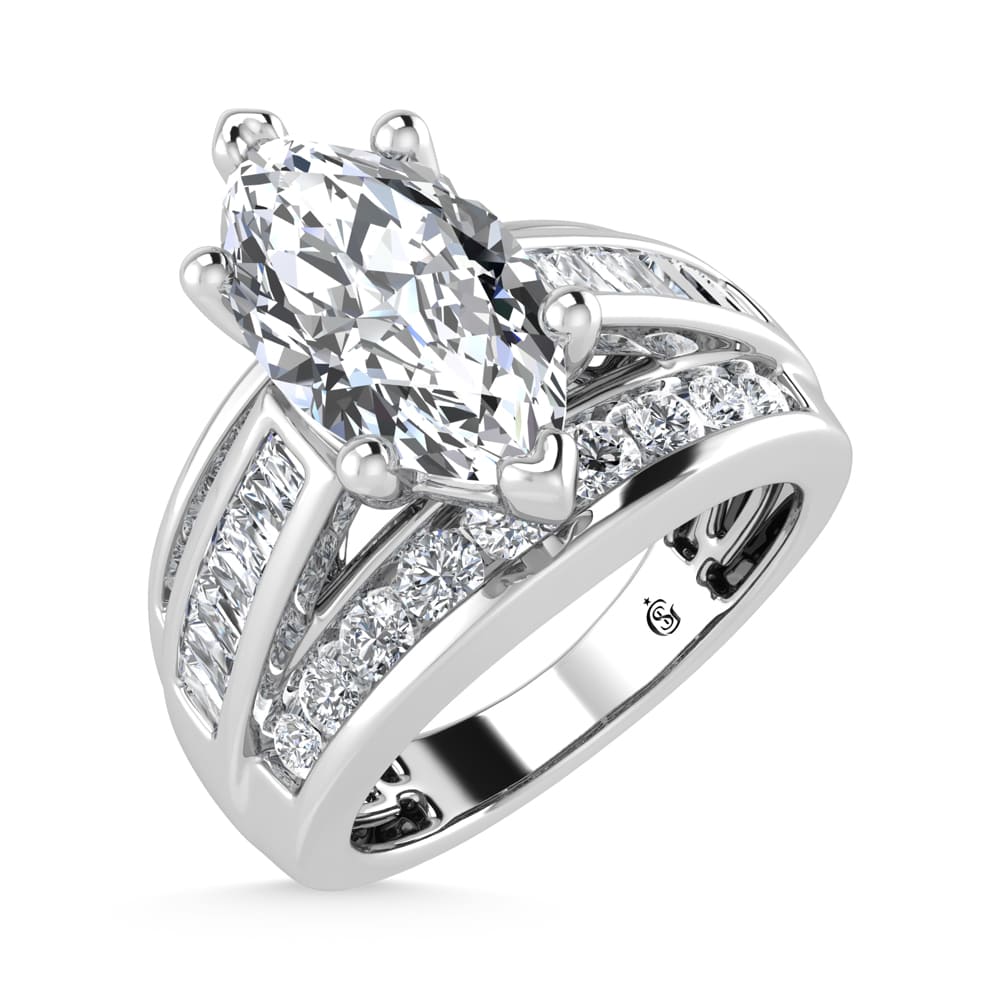 10K White Gold Lab Grown Diamond 2 1/4 ct.Tw. Marquise Shape Engagement Ring (IGI Certified Center 1 1/2 ct)