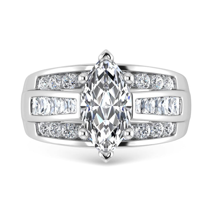 10K White Gold Lab Grown Diamond 2 7/8 ct.Tw. Marquise Shape Engagement Ring (IGI Certified Center 2ct)