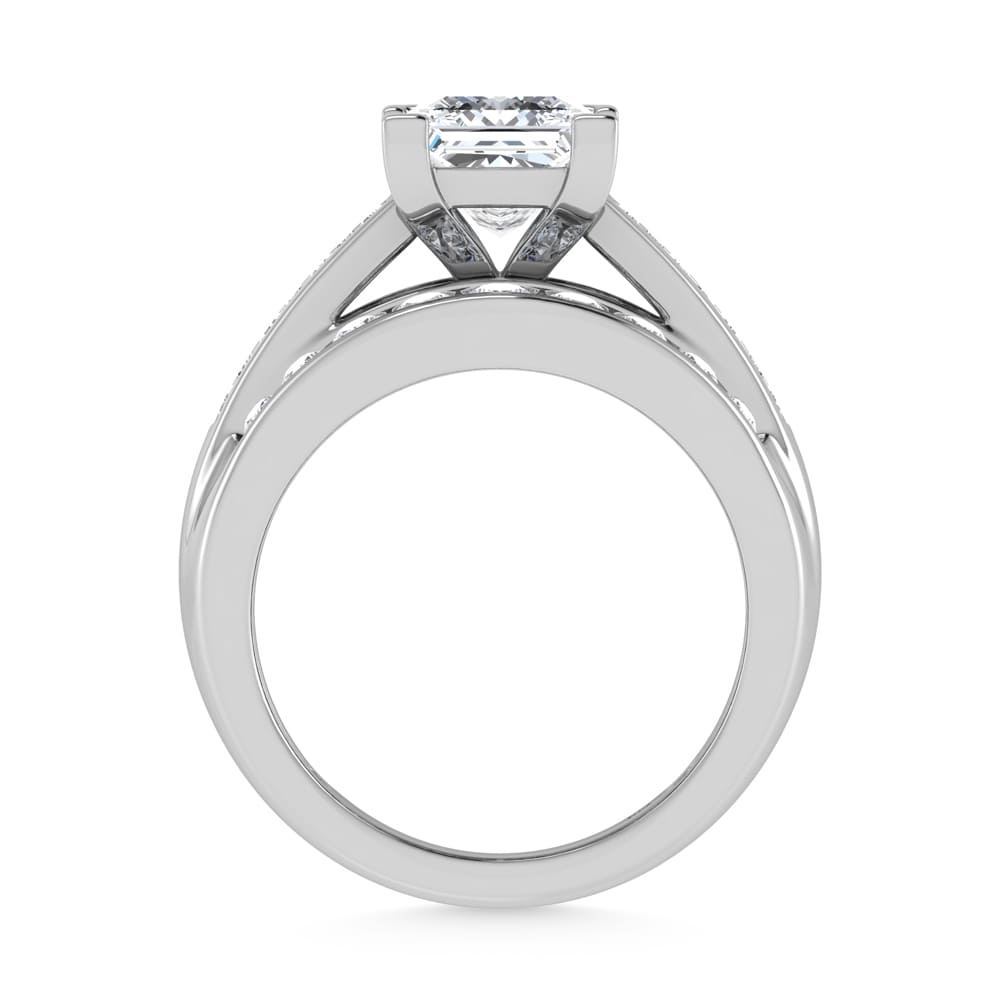 10K White Gold Lab Grown Diamond 2 7/8 ct.Tw. Princess Shape Engagement Ring (IGI Certified Center 2ct)