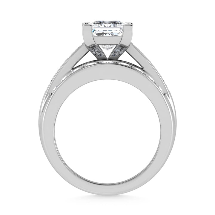 10K White Gold Lab Grown Diamond 2 7/8 ct.Tw. Princess Shape Engagement Ring (IGI Certified Center 2ct)