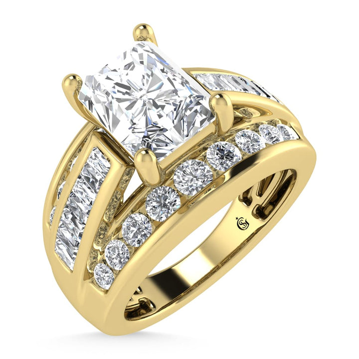 10K Yellow Gold Lab Grown Diamond 2 1/4 ct.Tw. Radiant Shape Engagement Ring (IGI Certified Center 1 1/2 ct)