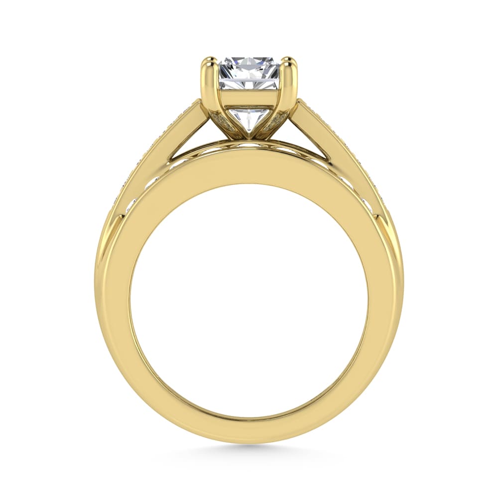 10K Yellow Gold Lab Grown Diamond 2 1/4 ct.Tw. Radiant Shape Engagement Ring (IGI Certified Center 1 1/2 ct)