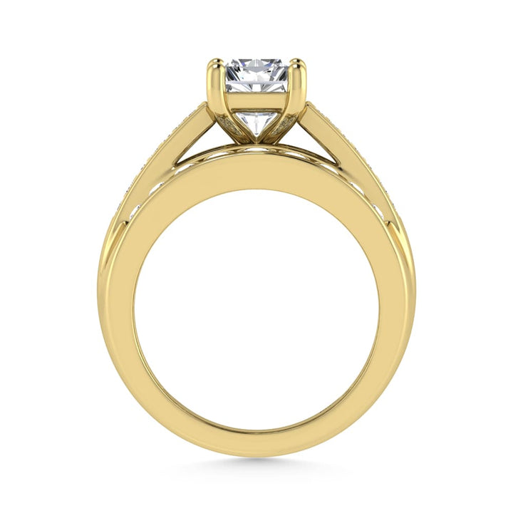 10K Yellow Gold Lab Grown Diamond 2 1/4 ct.Tw. Radiant Shape Engagement Ring (IGI Certified Center 1 1/2 ct)