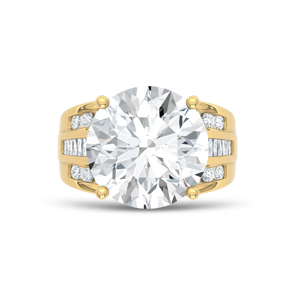 10K Yellow Gold Lab Grown Diamond 2 7/8 ct.Tw. Round Shape Engagement Ring (IGI Certified Center 2ct)