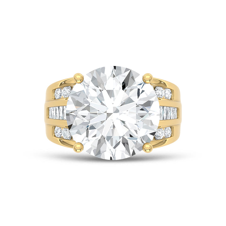 10K Yellow Gold Lab Grown Diamond 2 7/8 ct.Tw. Round Shape Engagement Ring (IGI Certified Center 2ct)