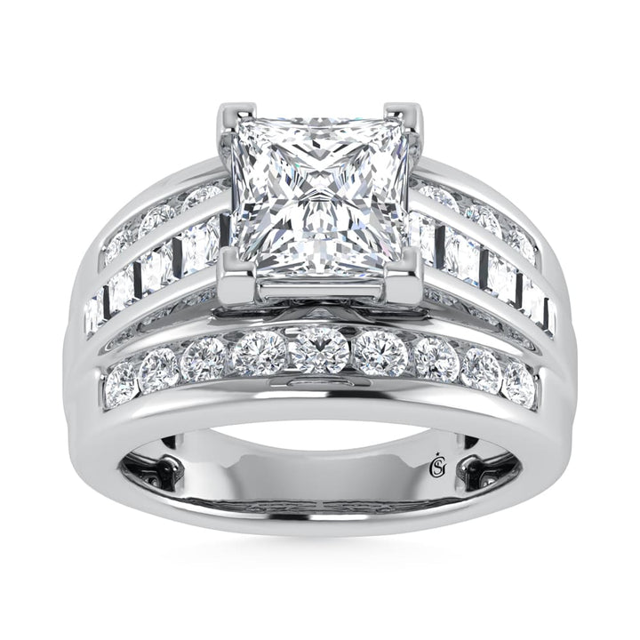 14K White Gold Lab Grown Diamond 5 ct.Tw. Princess Shape Engagement Ring (IGI Certified 4ct)